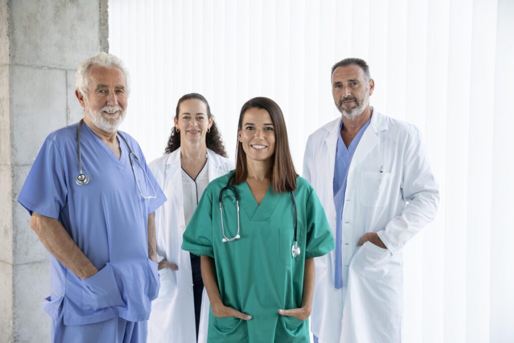 close up medical team ready work
